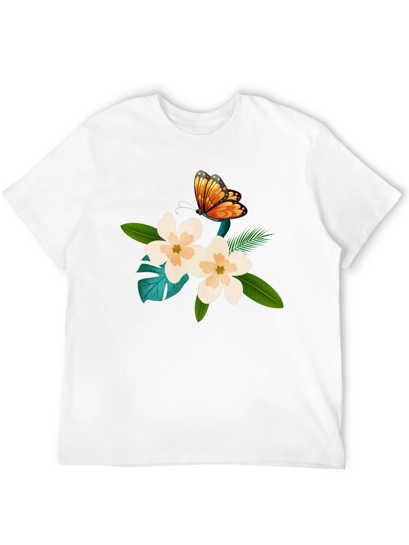 Floral Butterfly Graphic Black T-Shirt