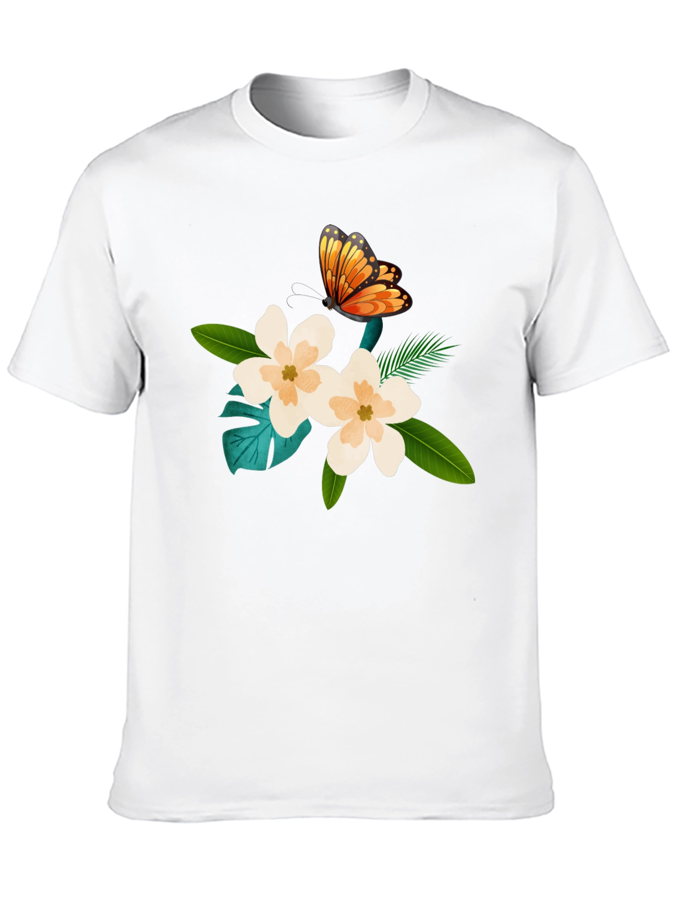 Floral Butterfly Graphic Black T-Shirt
