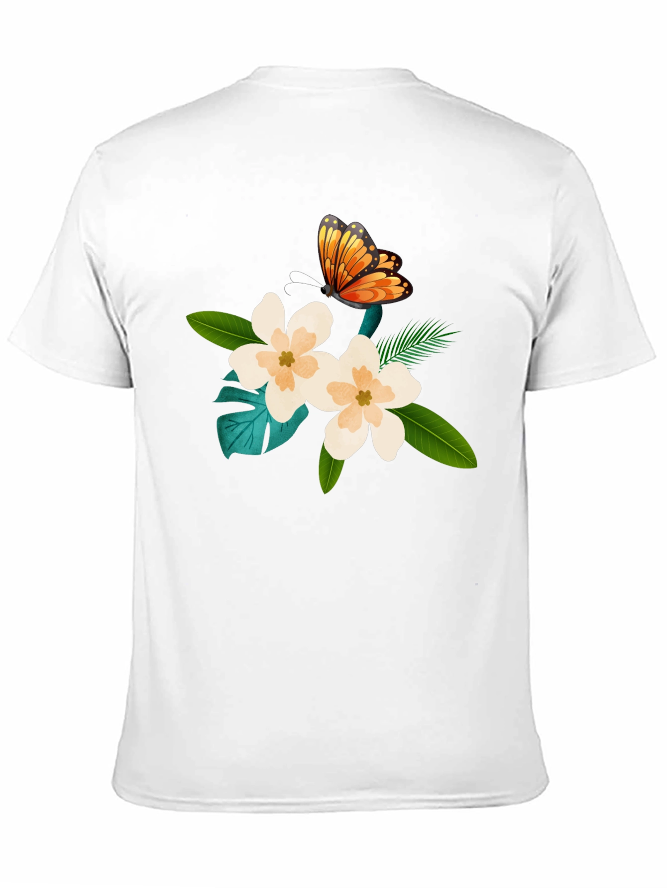 Floral Butterfly Graphic Black T-Shirt