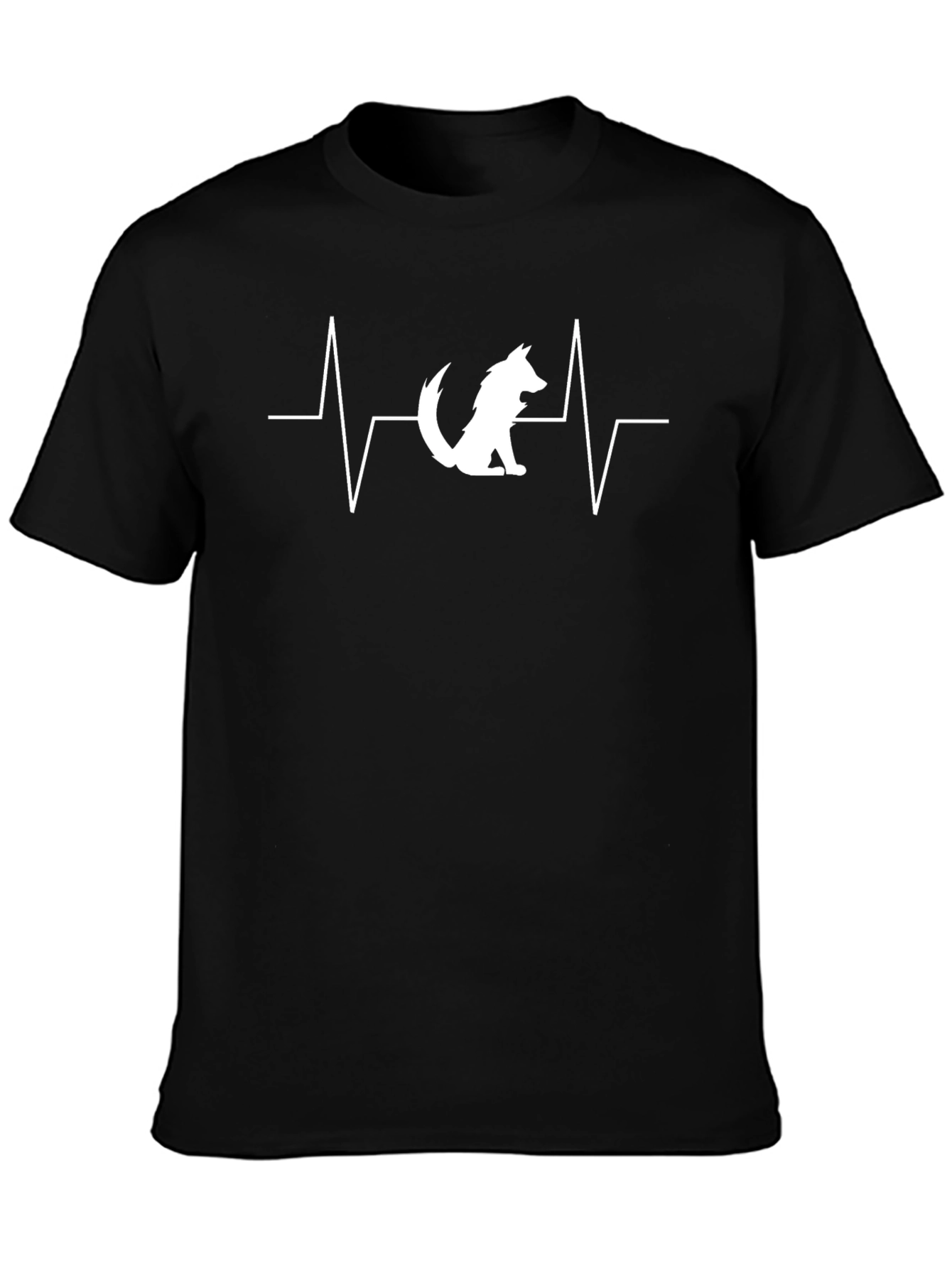 Wolf Heartbeat Graphic T-Shirt - Black Cotton Tee