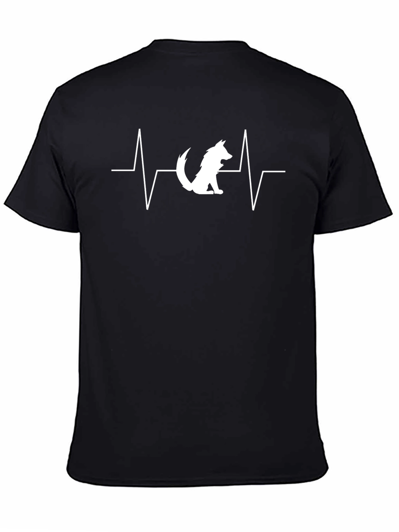 Wolf Heartbeat Graphic T-Shirt - Black Cotton Tee