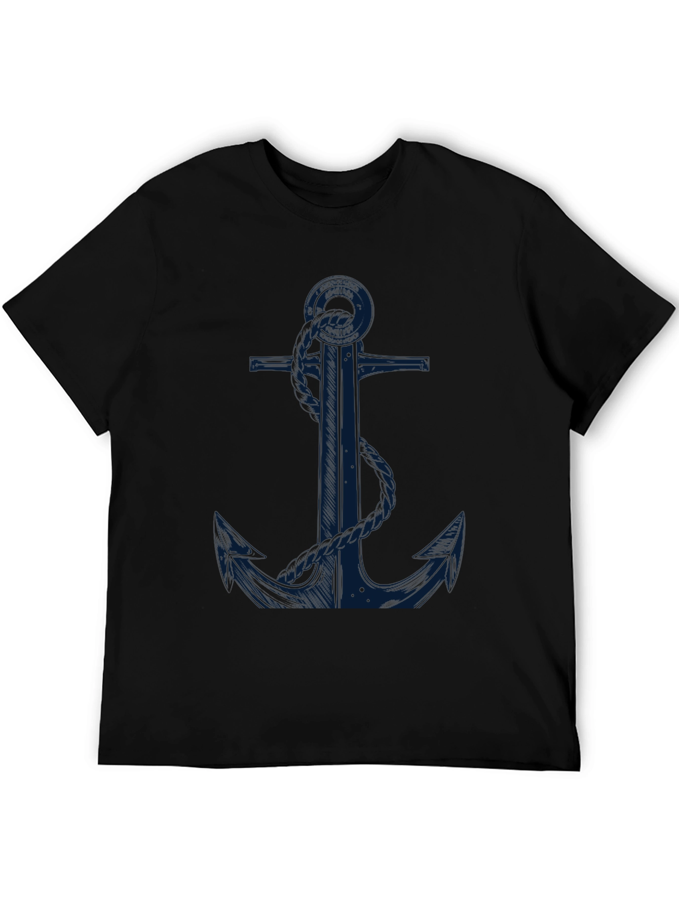 Nautical Anchor Graphic Tee - Black Cotton Blend