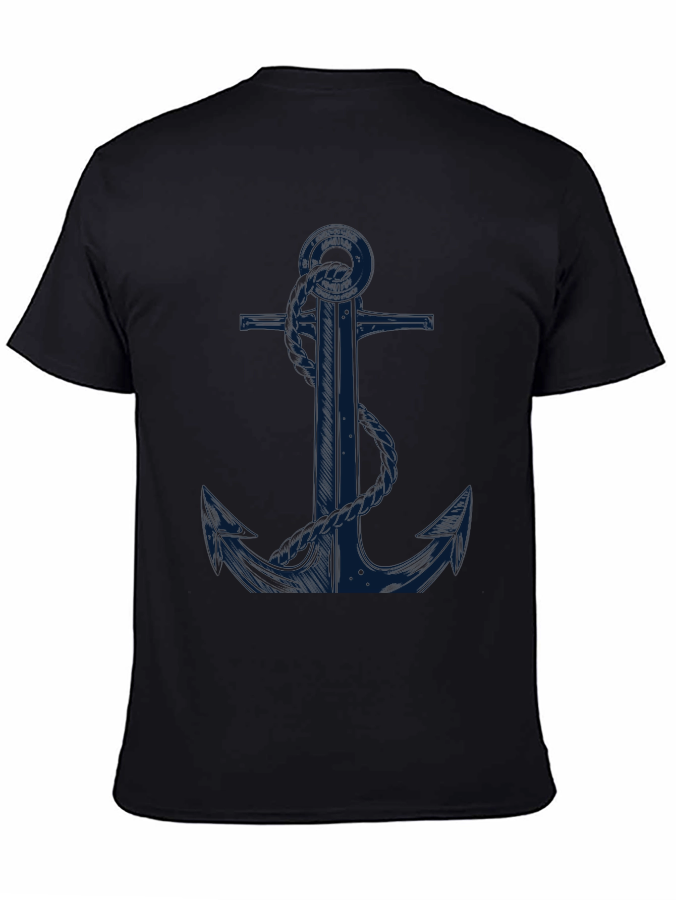Nautical Anchor Graphic Tee - Black Cotton Blend