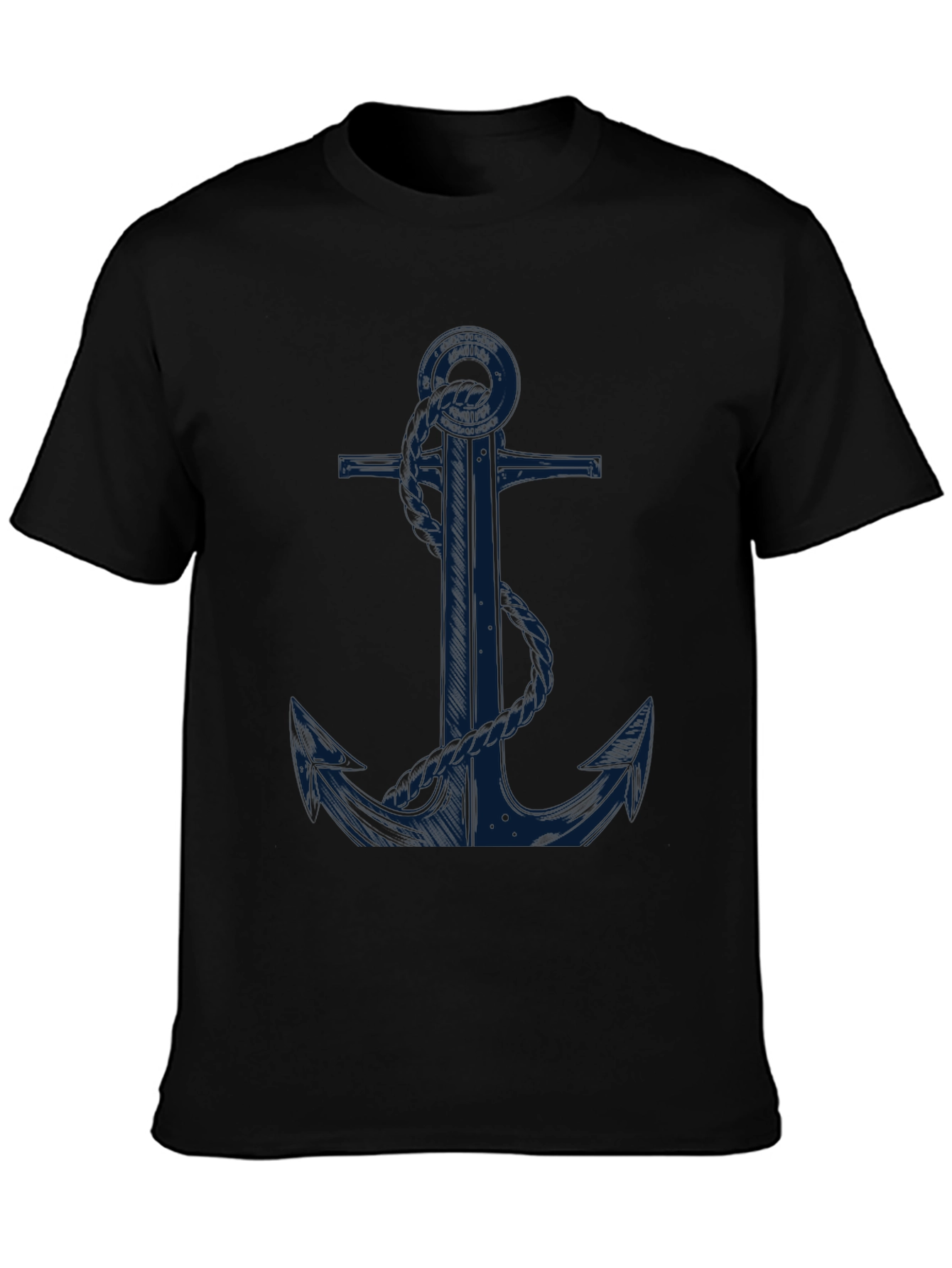 Nautical Anchor Graphic Tee - Black Cotton Blend