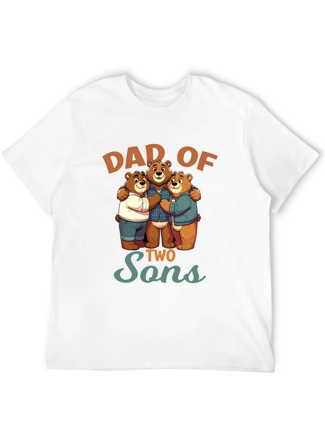 Dad of Two Sons Bear Graphic T-Shirt
