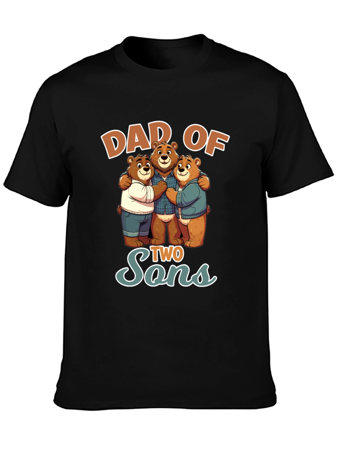 Dad of Two Sons Bear Graphic T-Shirt