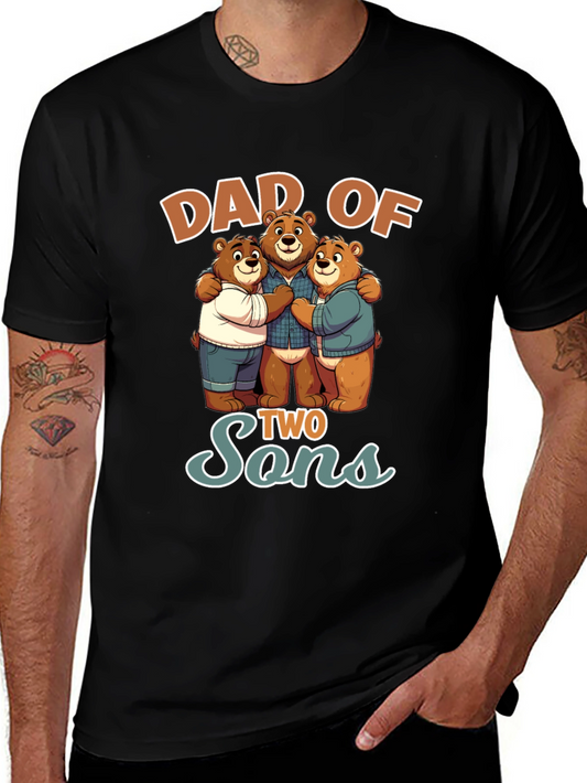 Dad of Two Sons Bear Graphic T-Shirt
