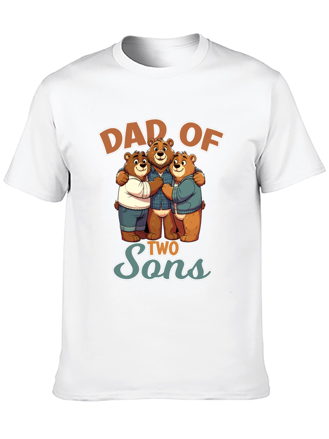 Dad of Two Sons Bear Graphic T-Shirt