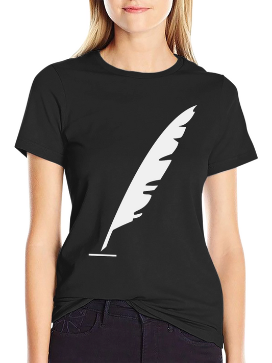 Feather Quill Graphic Tee - Black Cotton T-Shirt