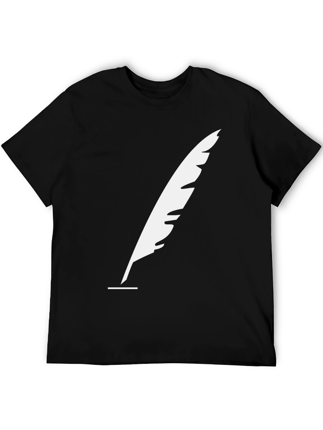Feather Quill Graphic Tee - Black Cotton T-Shirt