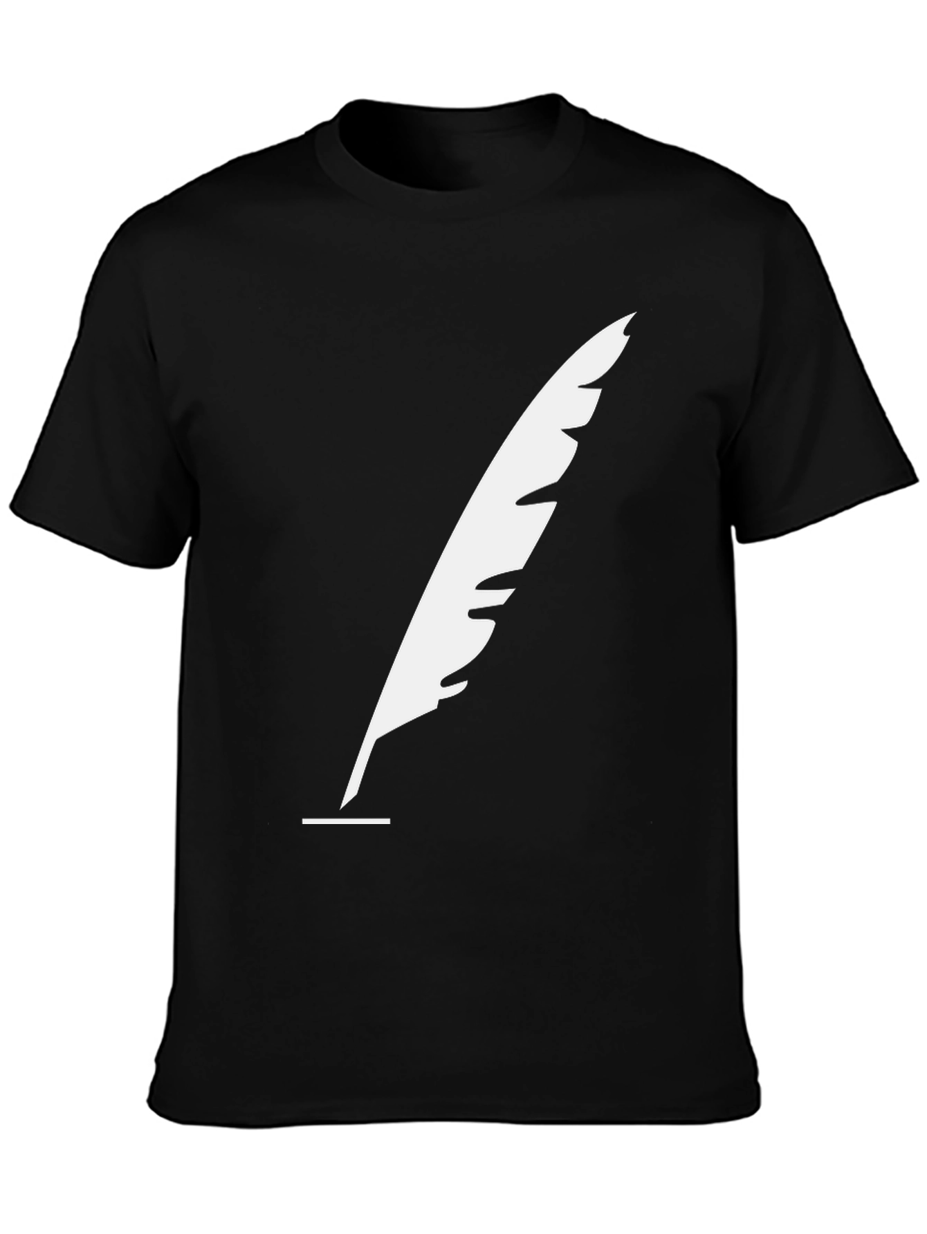 Feather Quill Graphic Tee - Black Cotton T-Shirt