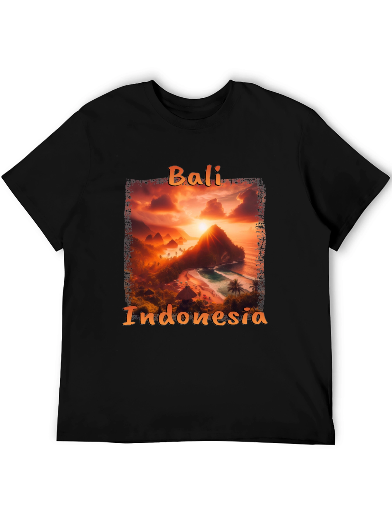 Bali Indonesia Sunset Graphic Tee - Black