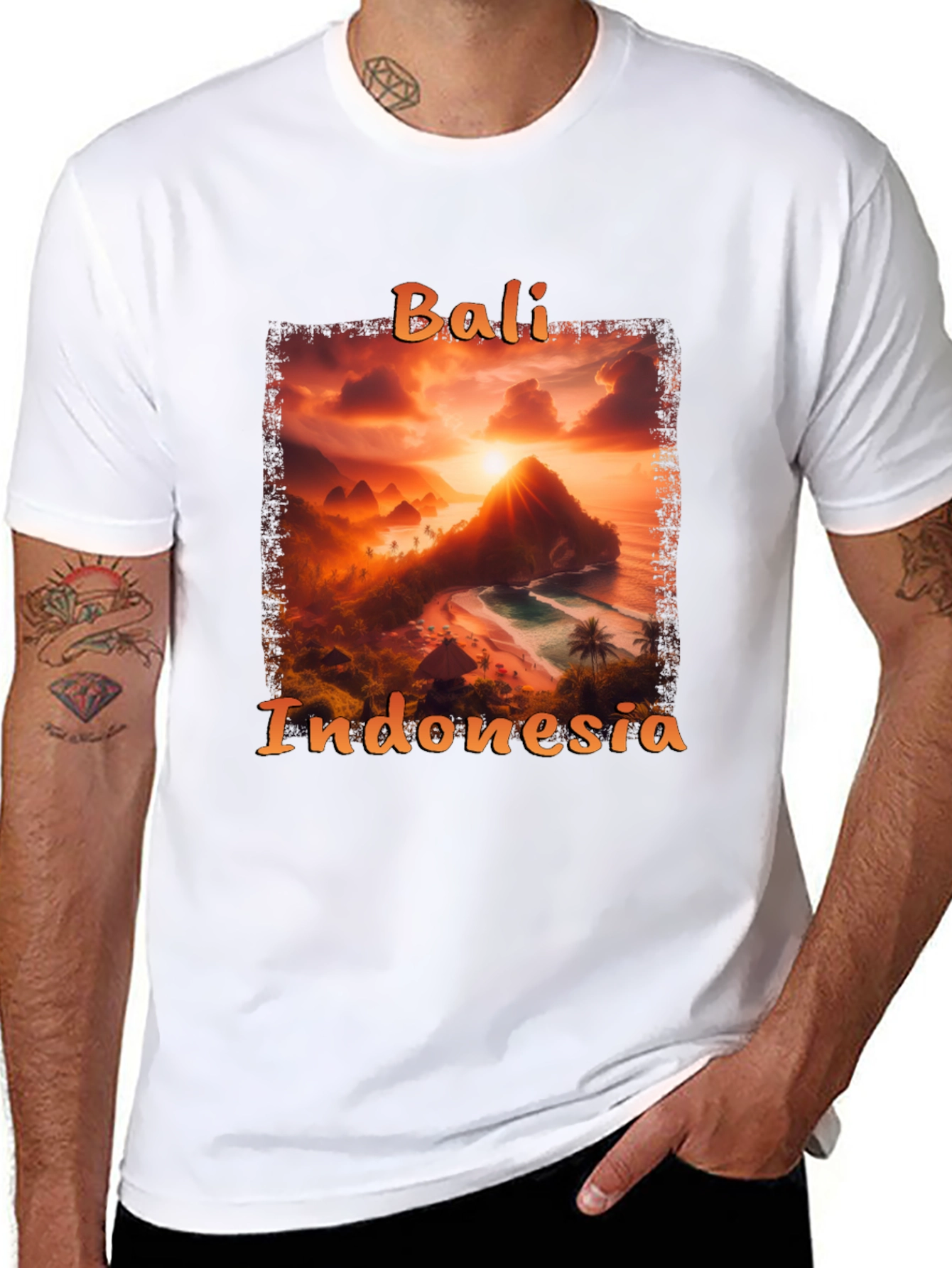Bali Indonesia Sunset Graphic Tee - Black
