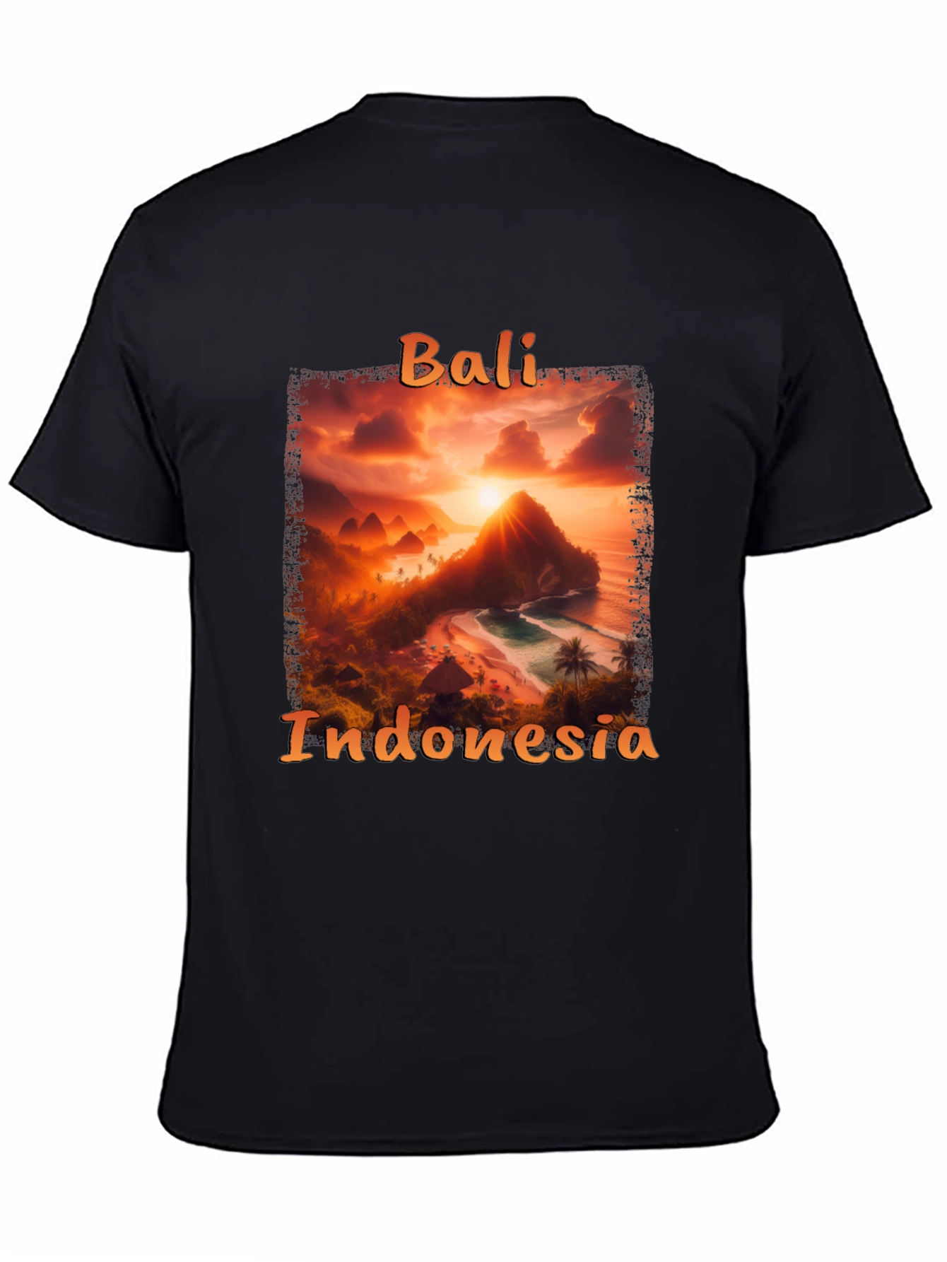 Bali Indonesia Sunset Graphic Tee - Black