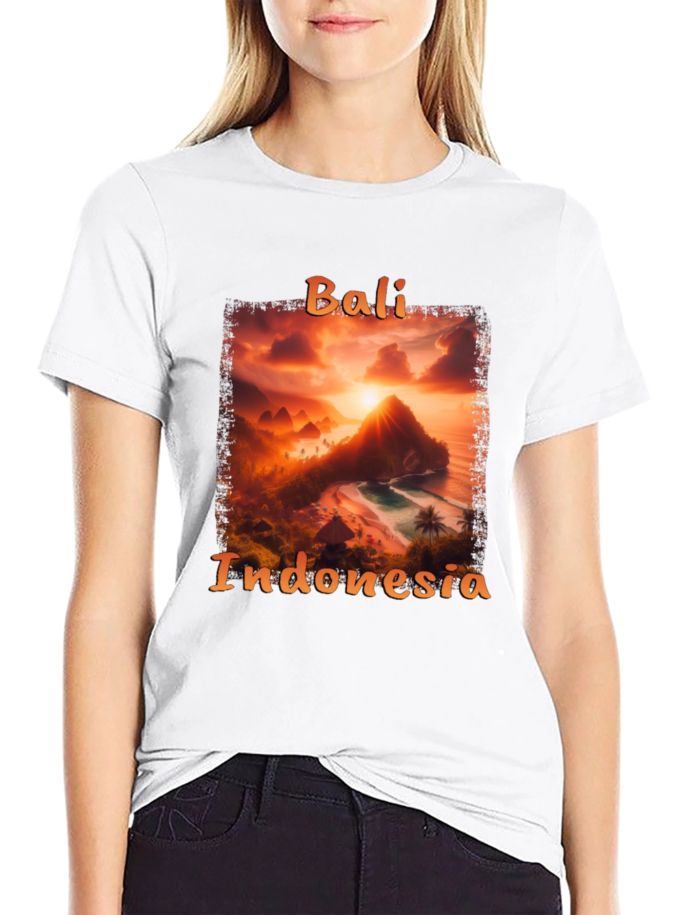 Bali Indonesia Sunset Graphic Tee - Black