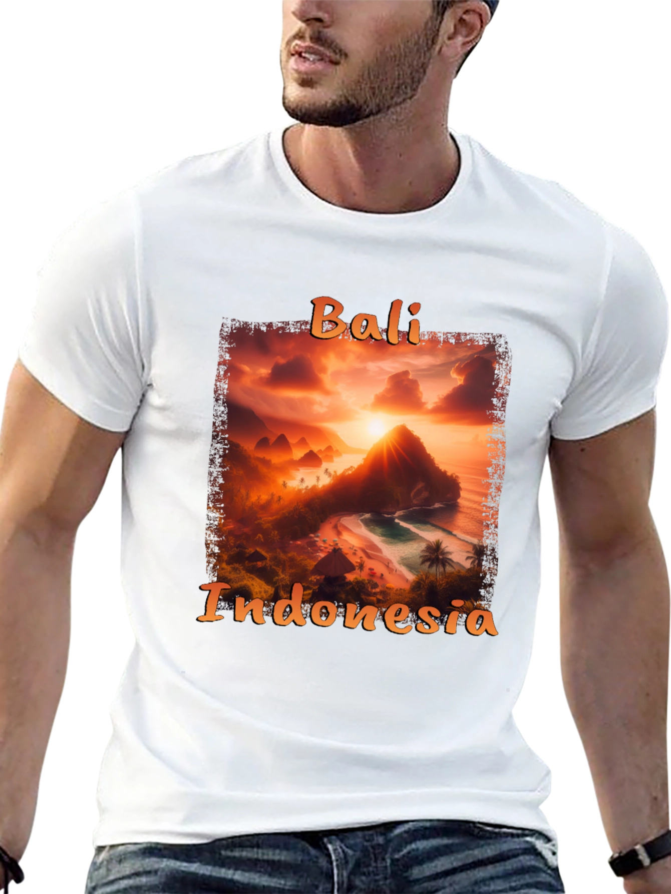 Bali Indonesia Sunset Graphic Tee - Black