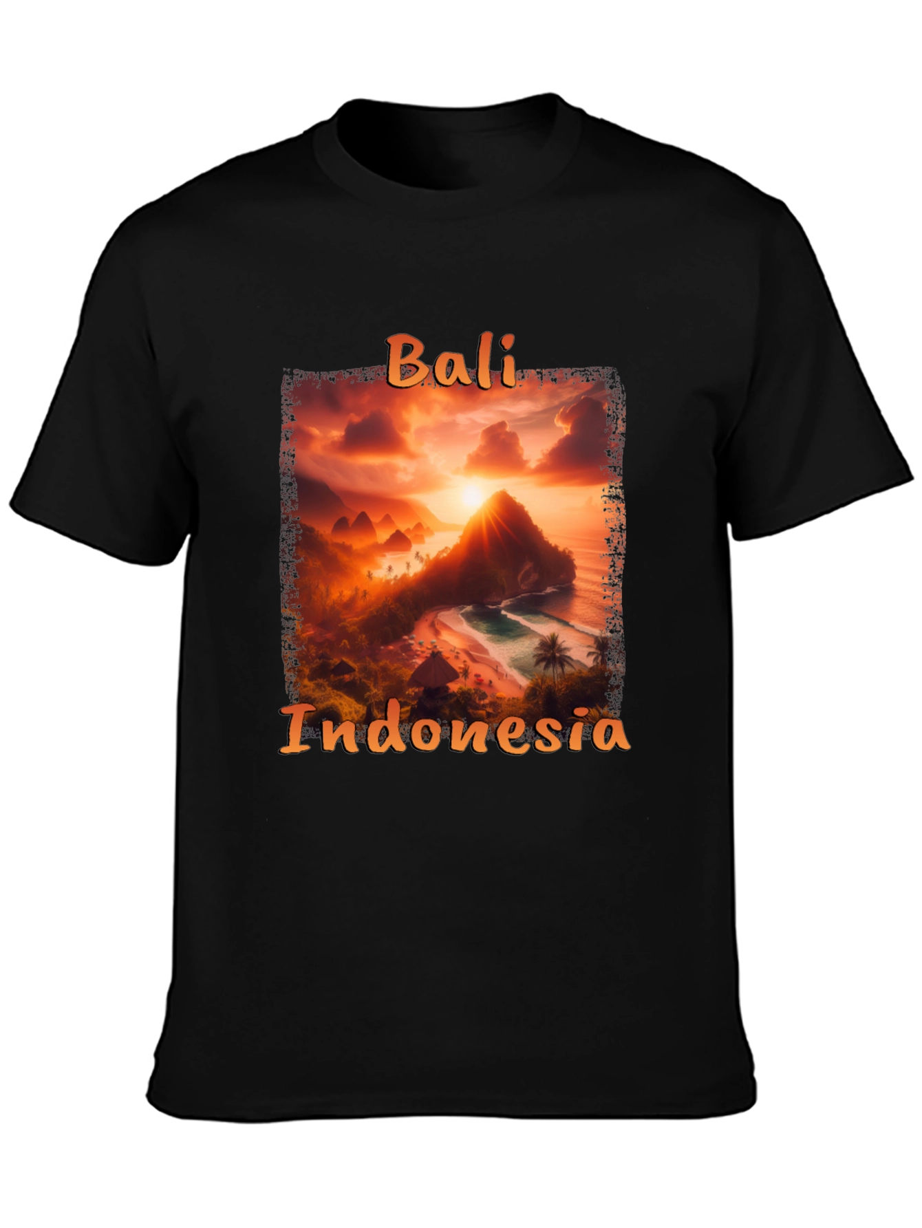 Bali Indonesia Sunset Graphic Tee - Black