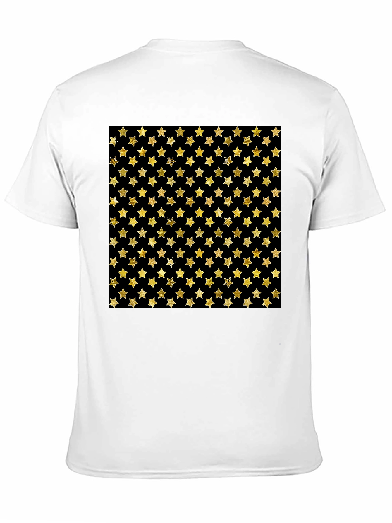 Gold Star Pattern Black T-Shirt