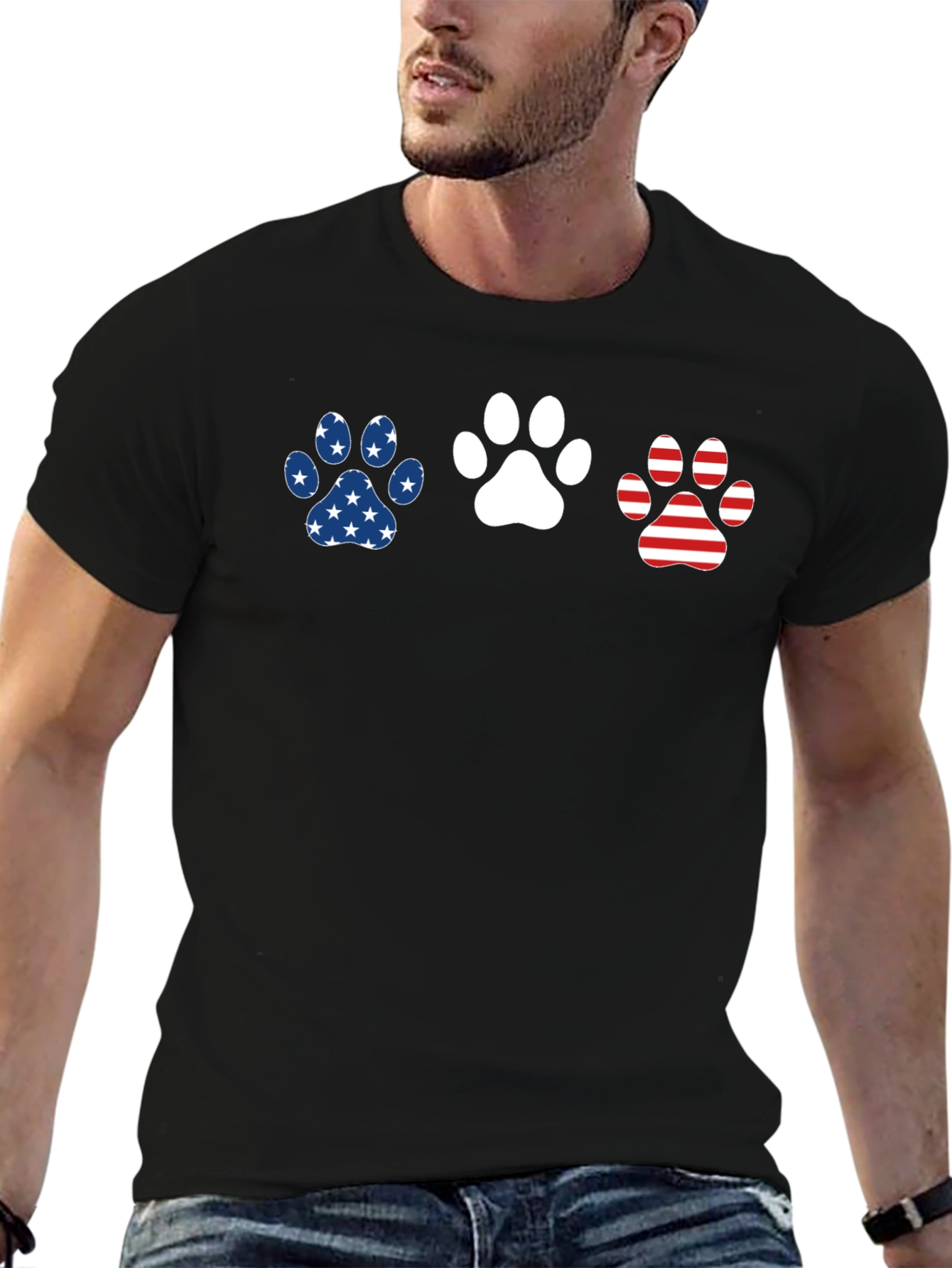 Patriotic Paw Print T-Shirt - Dog Lover Tee