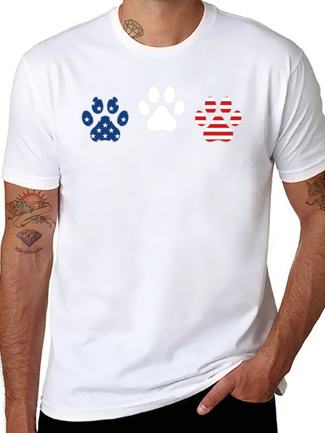Patriotic Paw Print T-Shirt - Dog Lover Tee