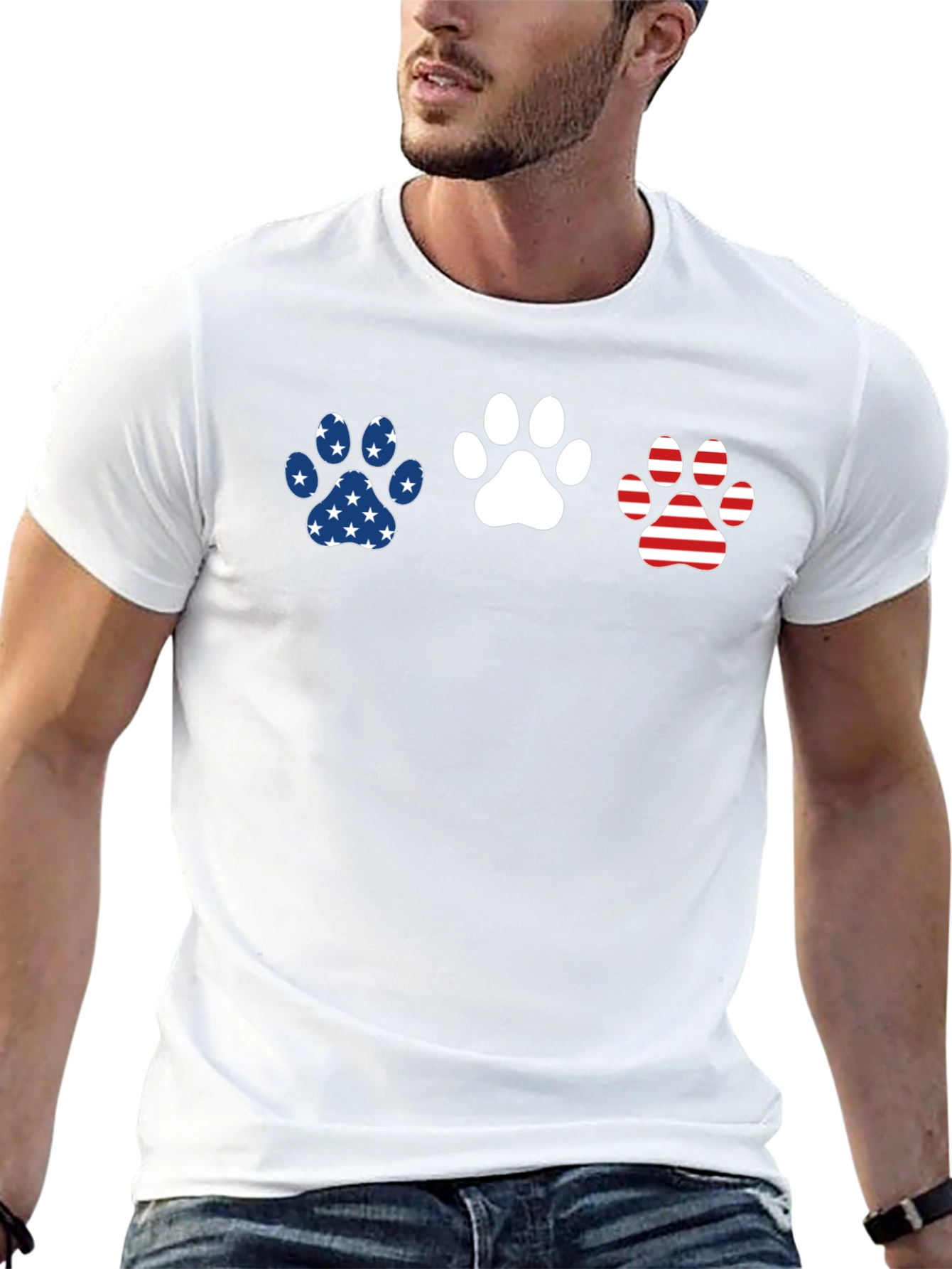 Patriotic Paw Print T-Shirt - Dog Lover Tee