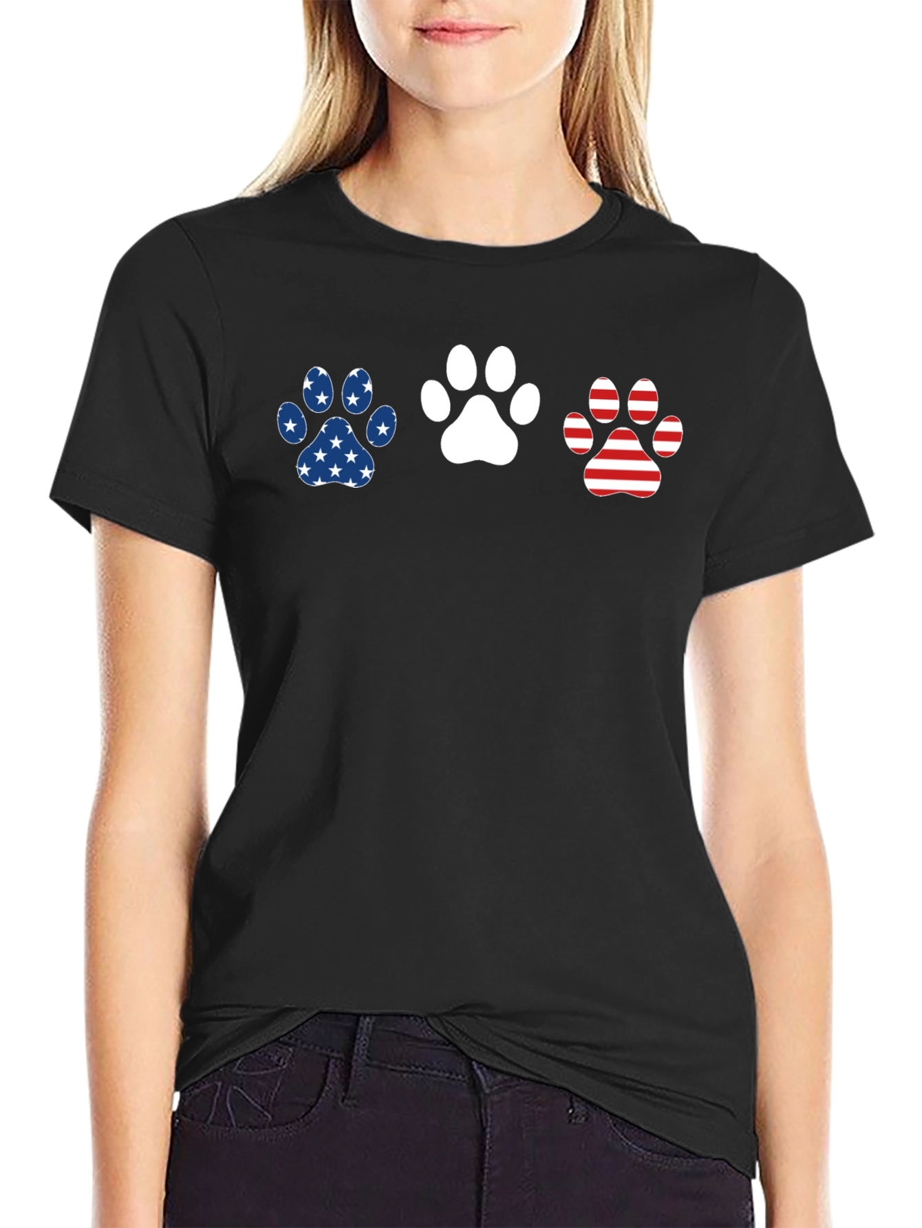 Patriotic Paw Print T-Shirt - Dog Lover Tee