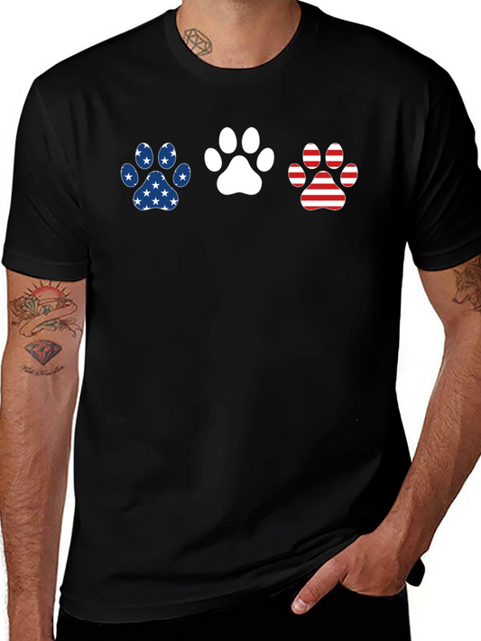 Patriotic Paw Print T-Shirt - Dog Lover Tee