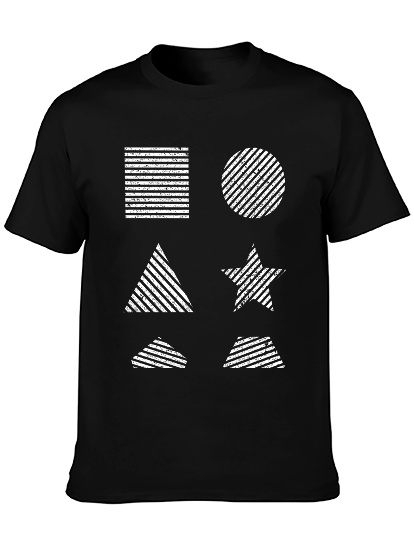 Geometric Patterned Black T-Shirt