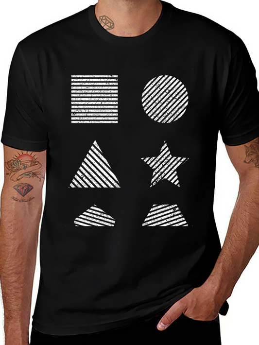 Geometric Patterned Black T-Shirt