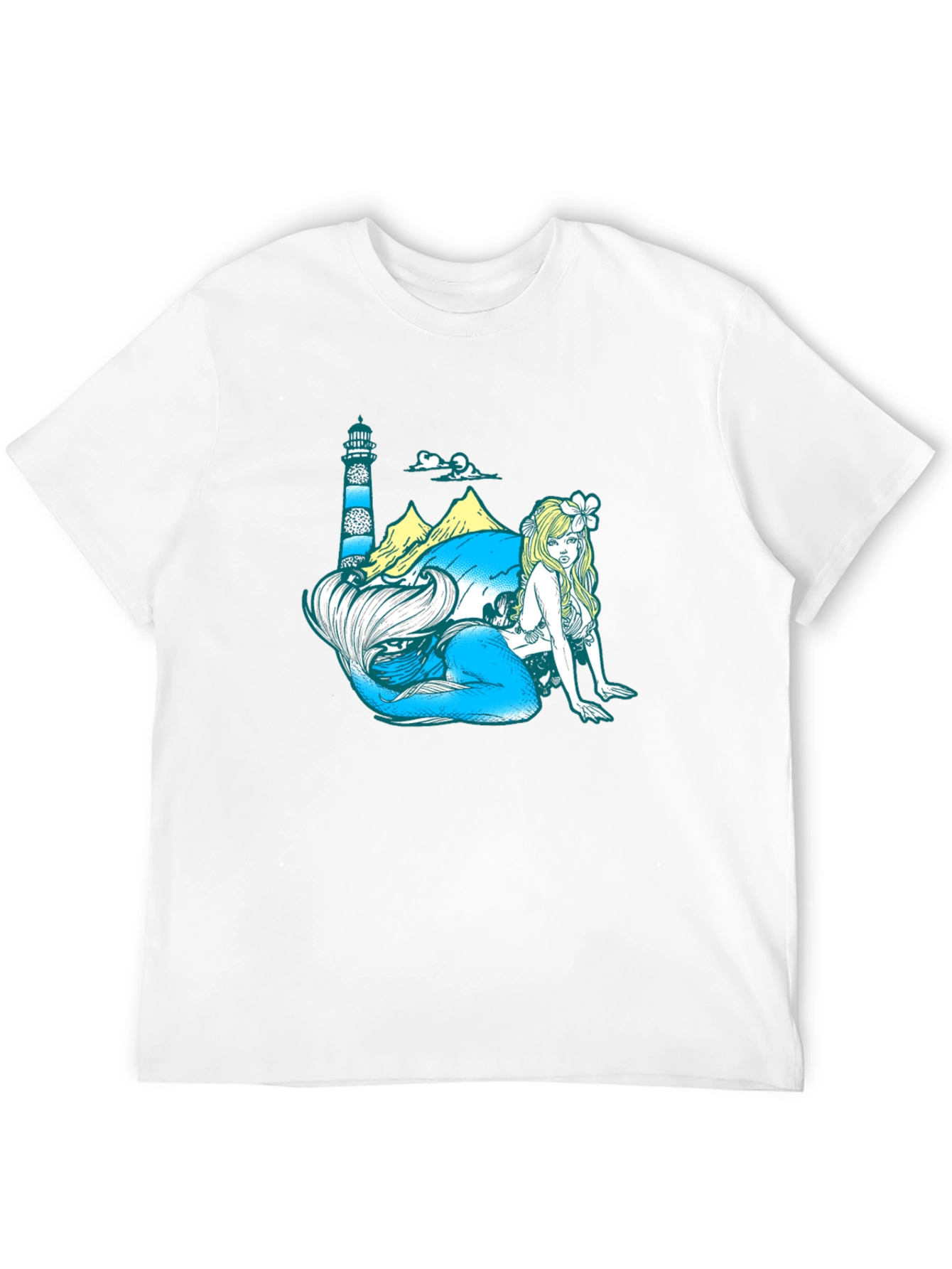 Mermaid Lighthouse Graphic Tee - Coastal Style