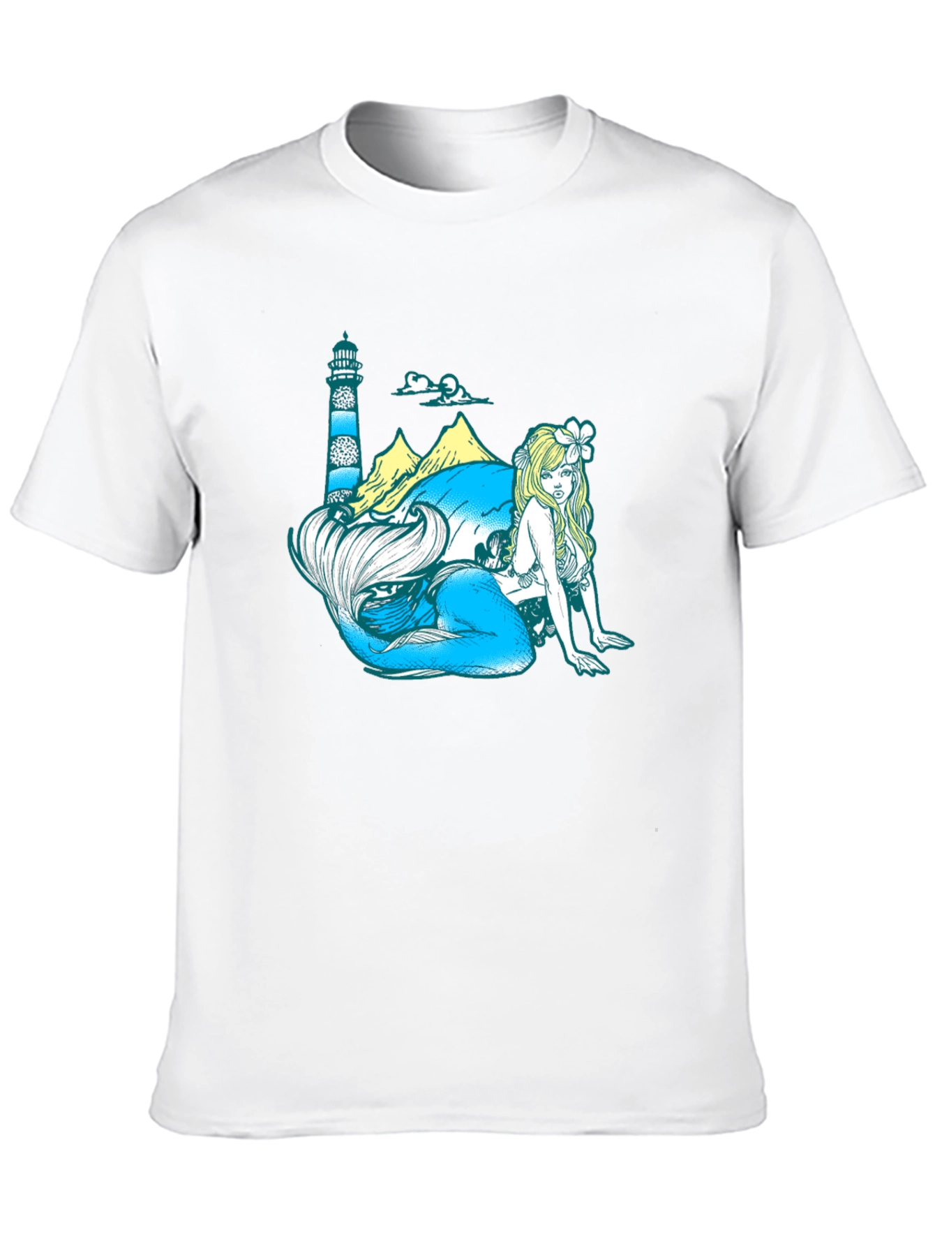 Mermaid Lighthouse Graphic Tee - Coastal Style