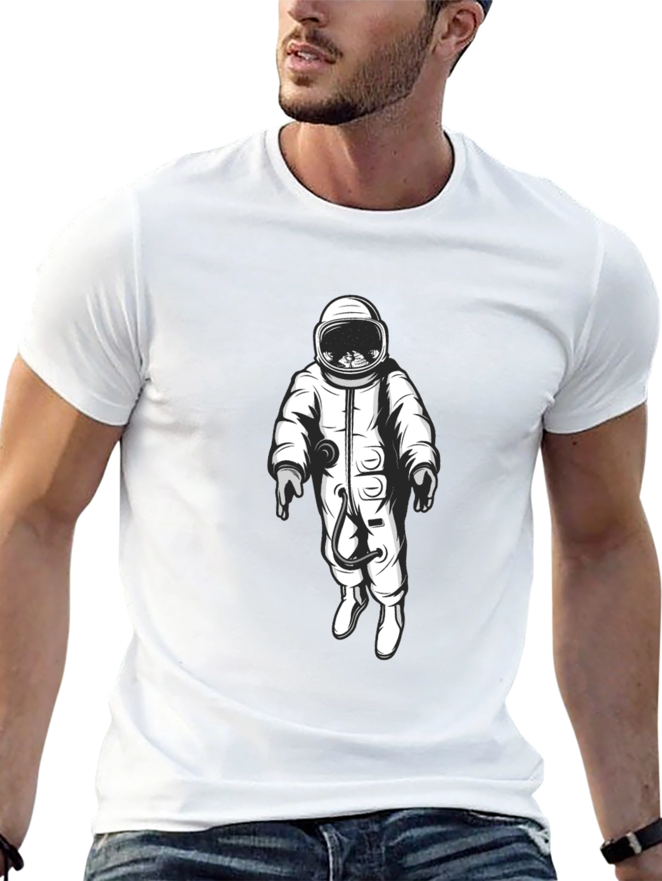 Astronaut Graphic Print Black T-Shirt