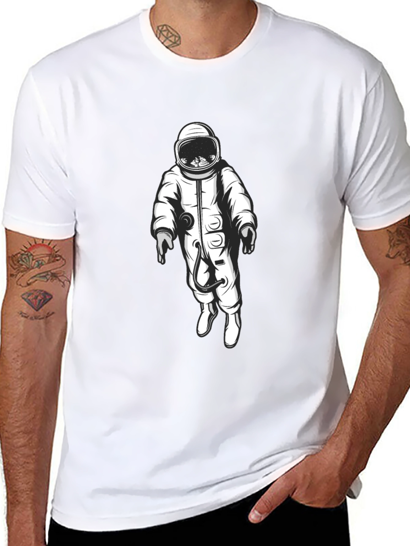 Astronaut Graphic Print Black T-Shirt