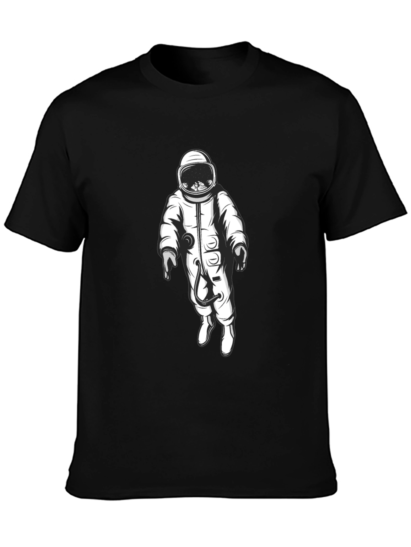 Astronaut Graphic Print Black T-Shirt