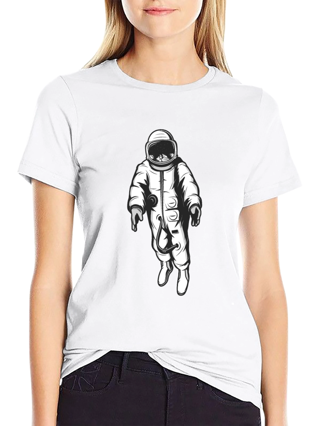 Astronaut Graphic Print Black T-Shirt