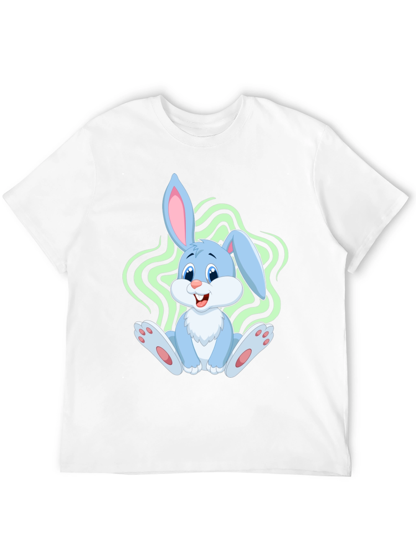Cute Bunny Graphic Tee - Black Cotton Blend