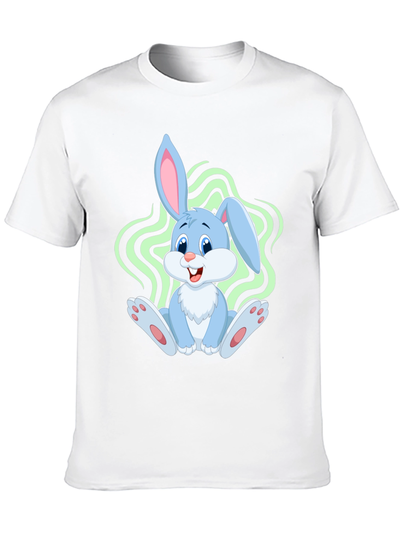 Cute Bunny Graphic Tee - Black Cotton Blend