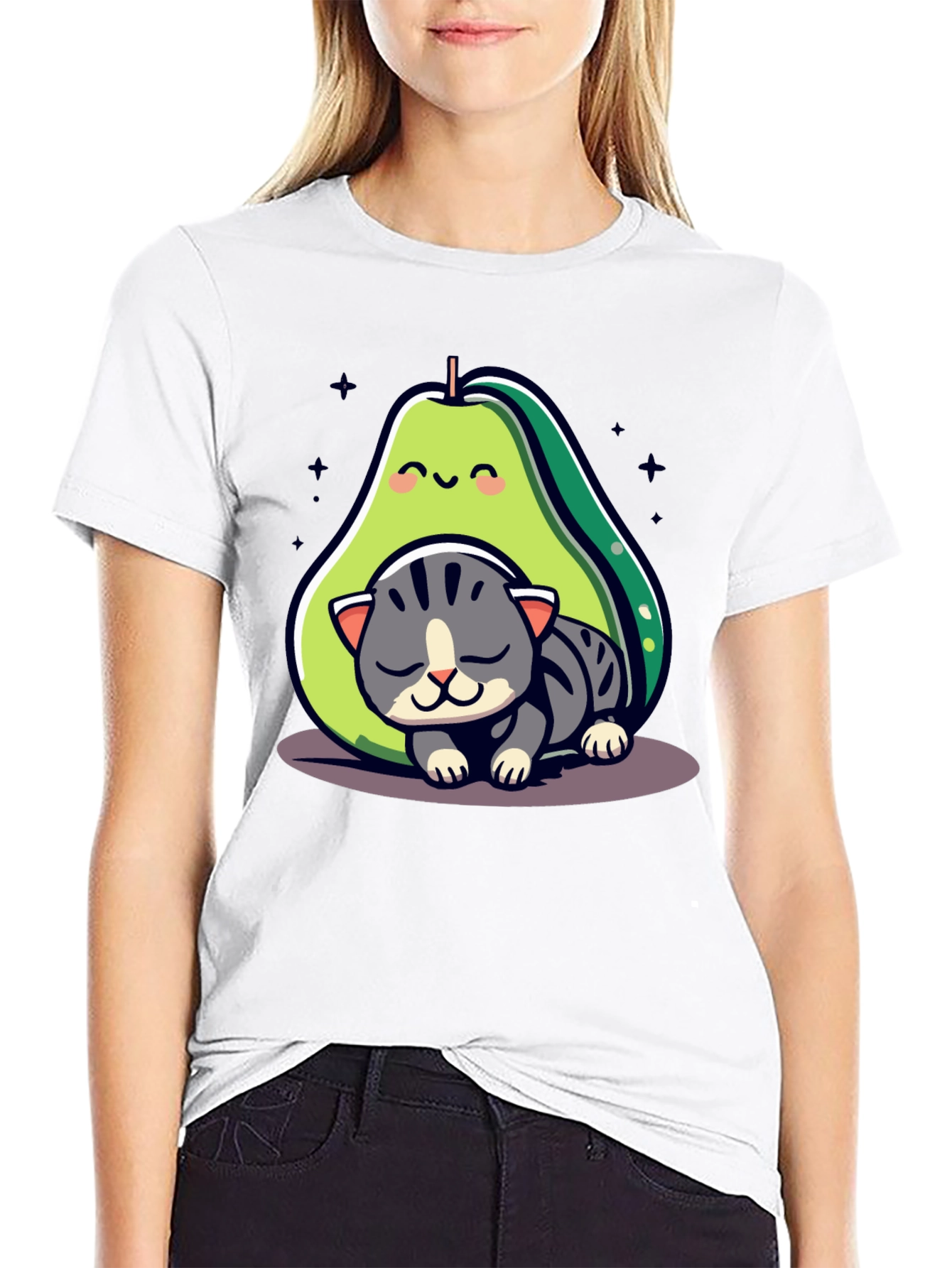 Avocado Cat Nap Graphic Tee - Cute & Comfy