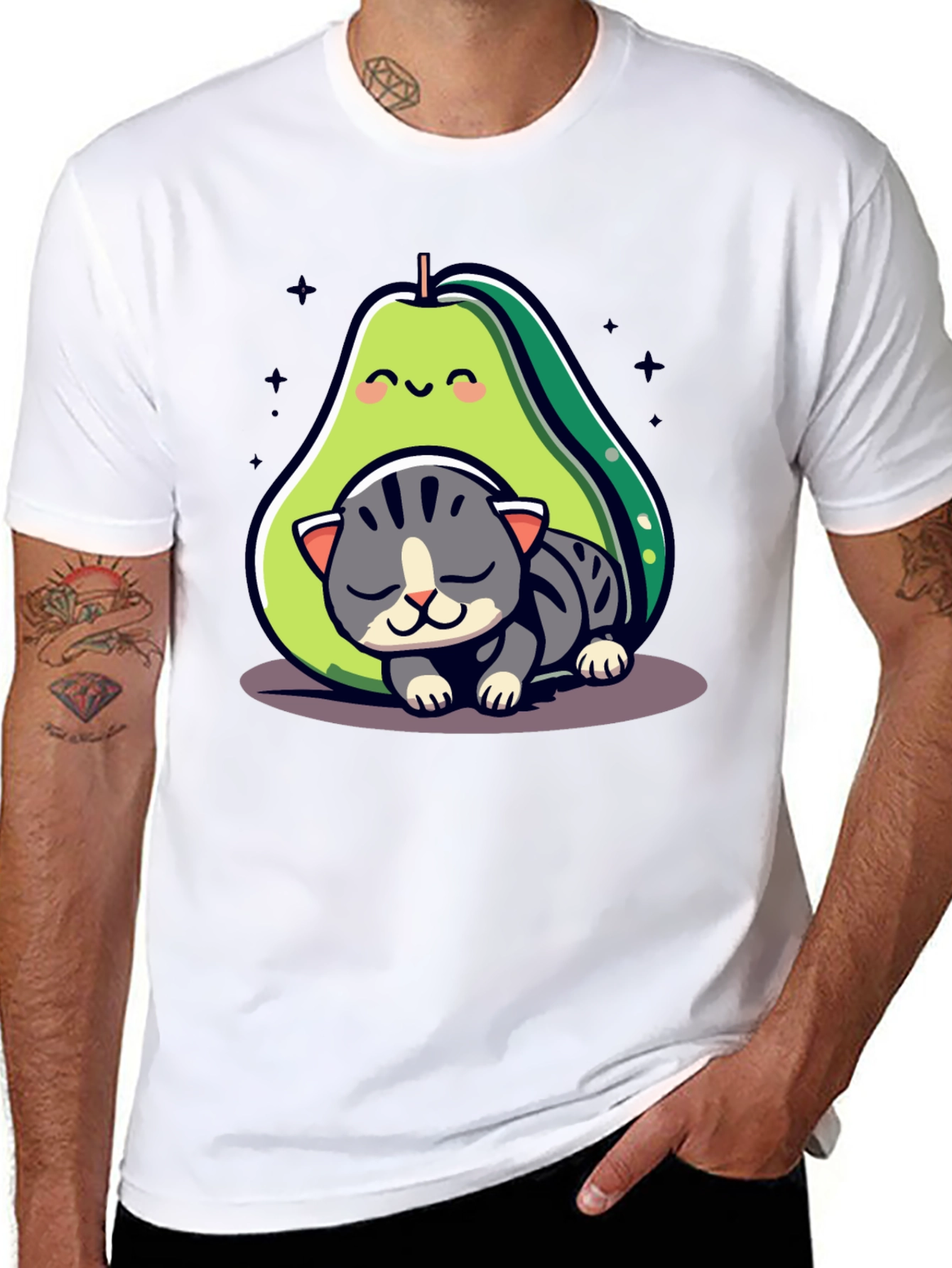 Avocado Cat Nap Graphic Tee - Cute & Comfy