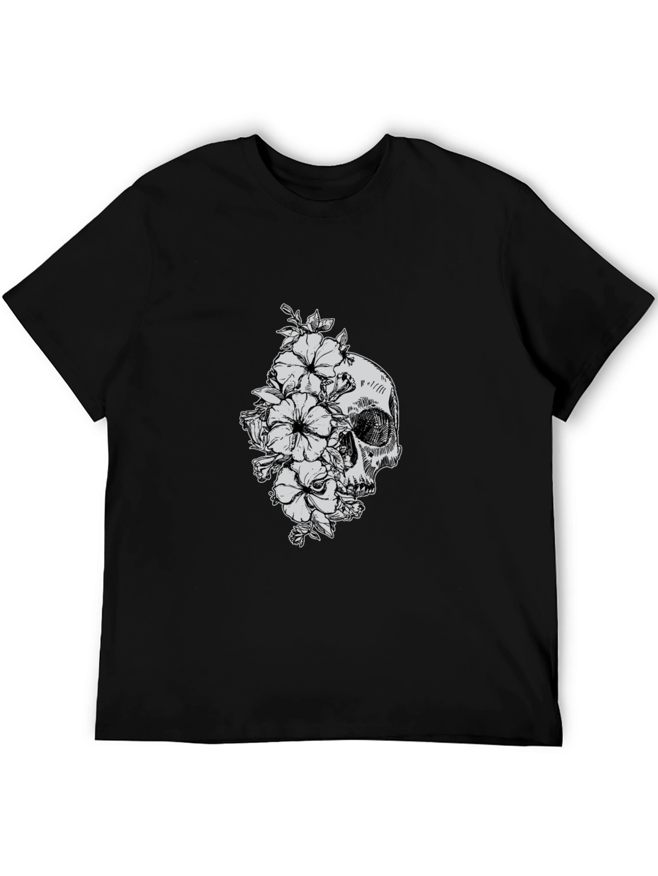Skull and Flowers Graphic T-Shirt