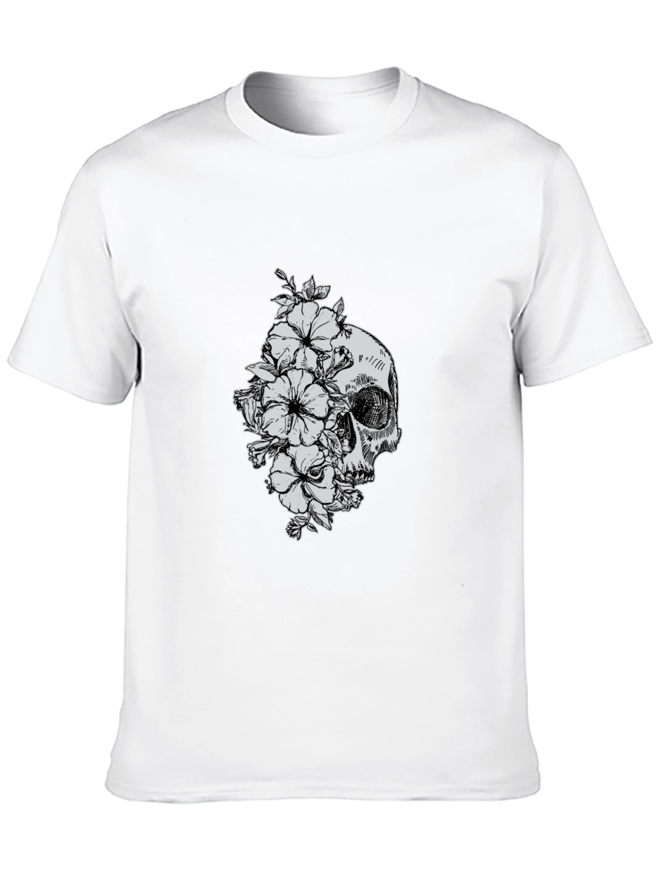 Skull and Flowers Graphic T-Shirt