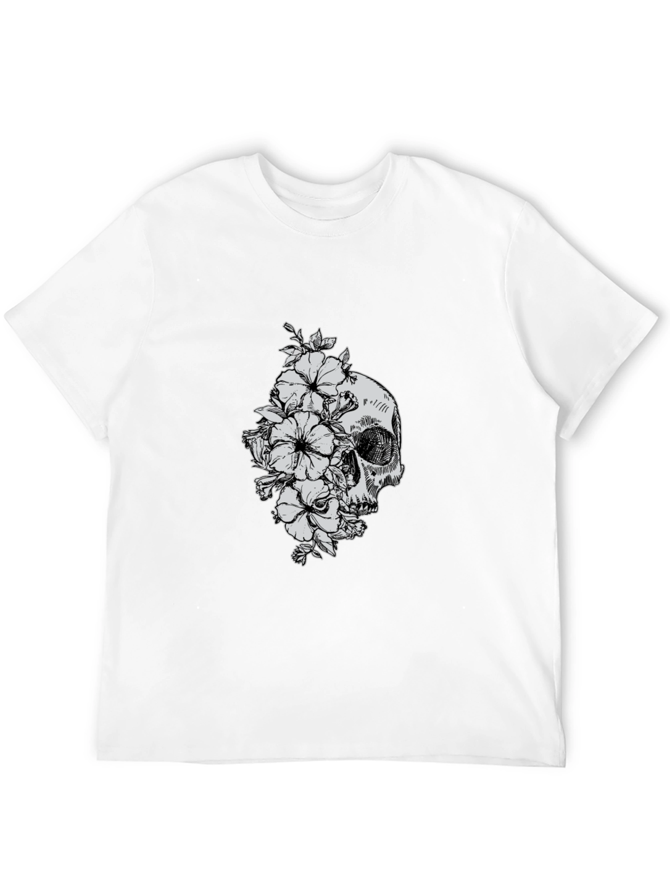 Skull and Flowers Graphic T-Shirt