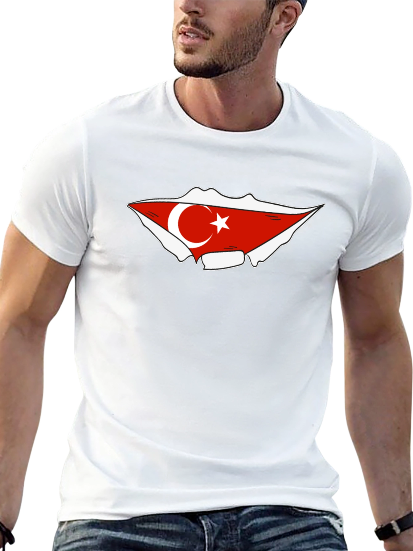 Turkish Flag Graphic Tee - Black Cotton T-Shirt