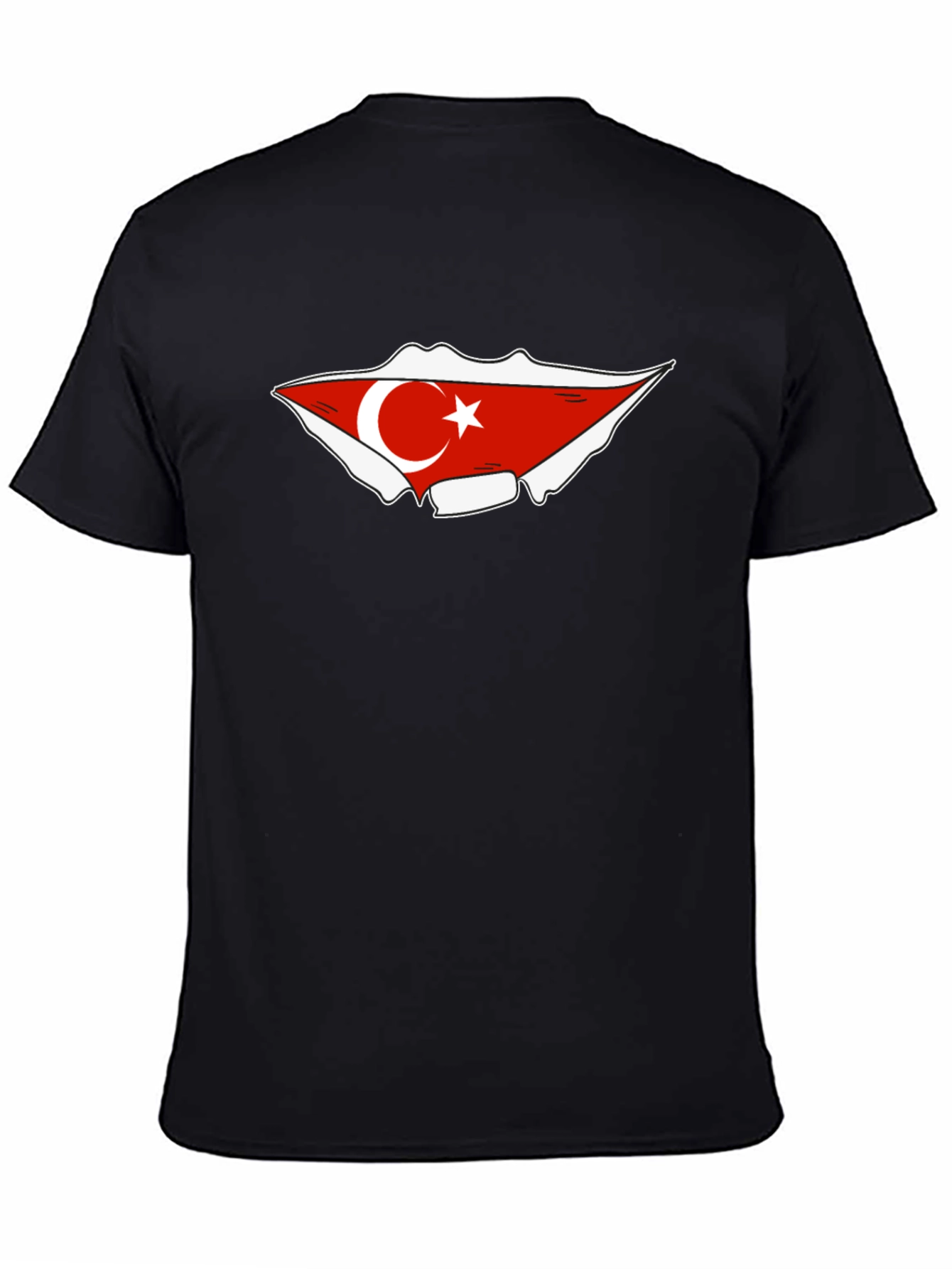 Turkish Flag Graphic Tee - Black Cotton T-Shirt