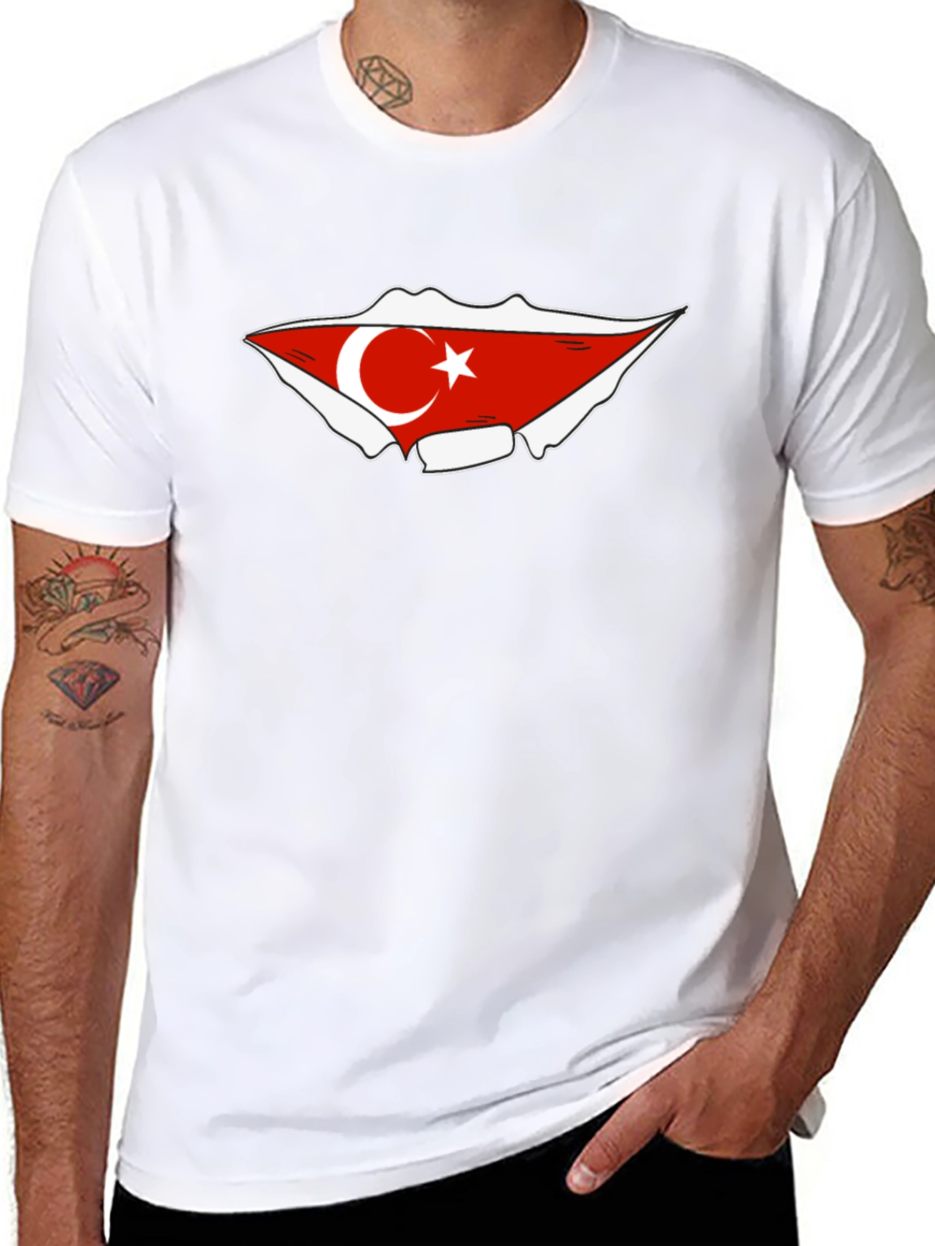 Turkish Flag Graphic Tee - Black Cotton T-Shirt