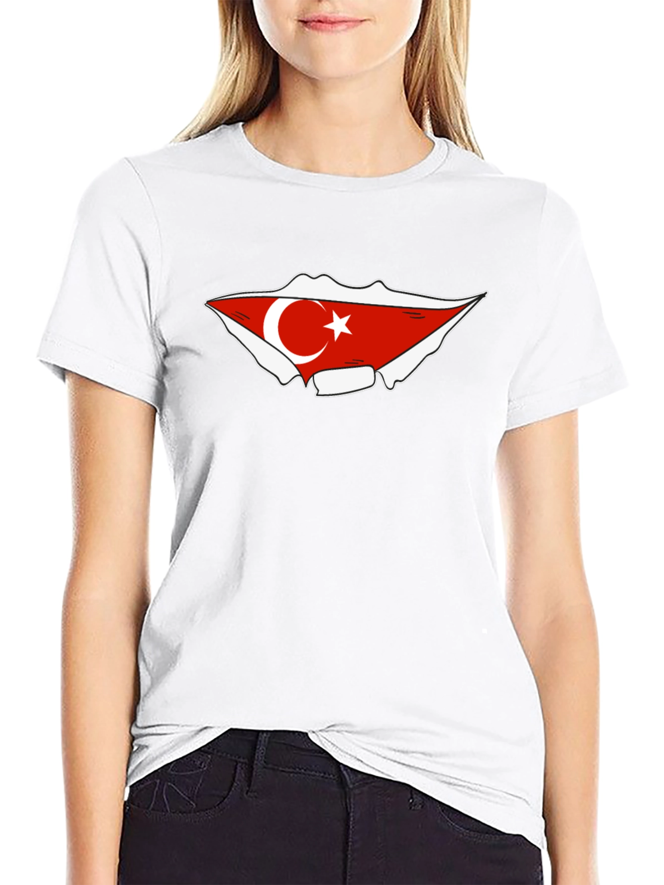 Turkish Flag Graphic Tee - Black Cotton T-Shirt