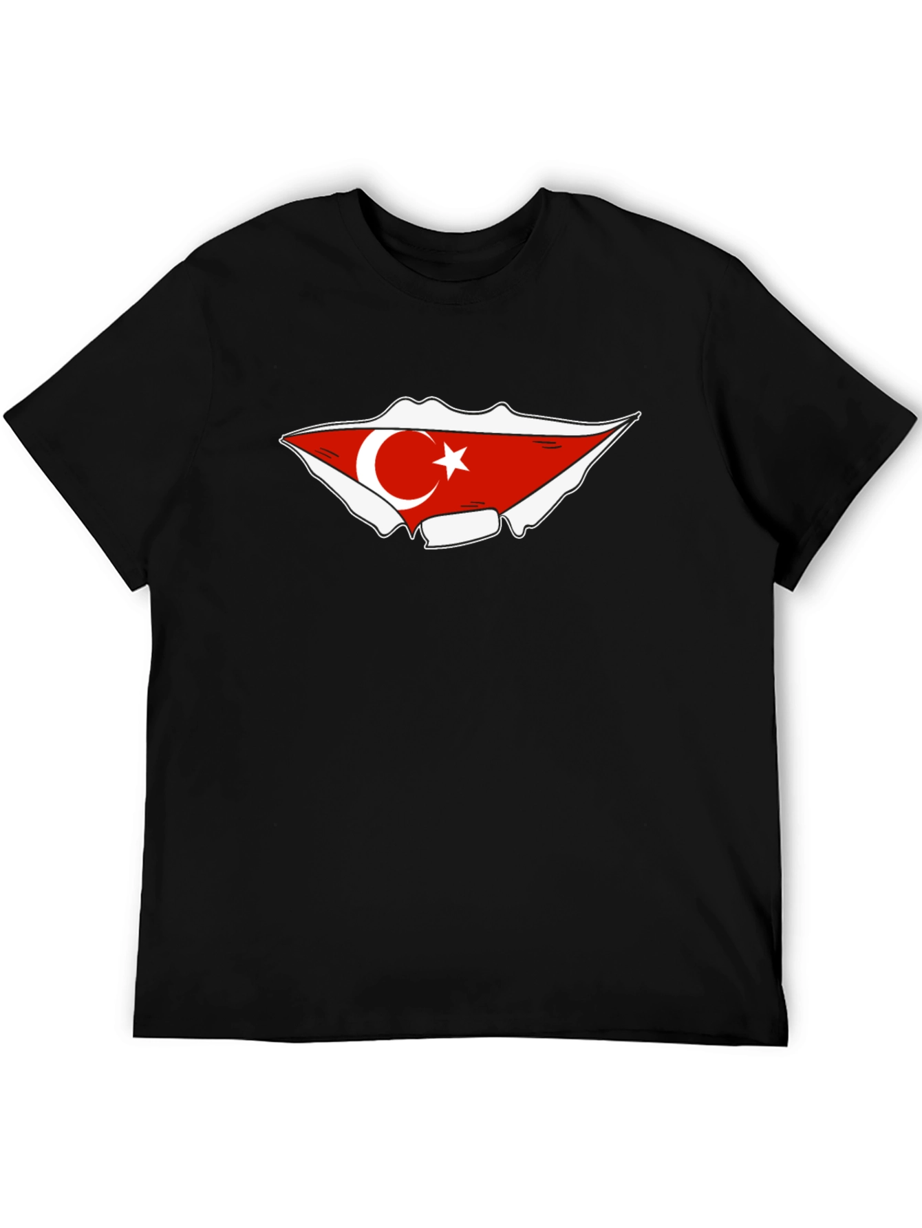 Turkish Flag Graphic Tee - Black Cotton T-Shirt