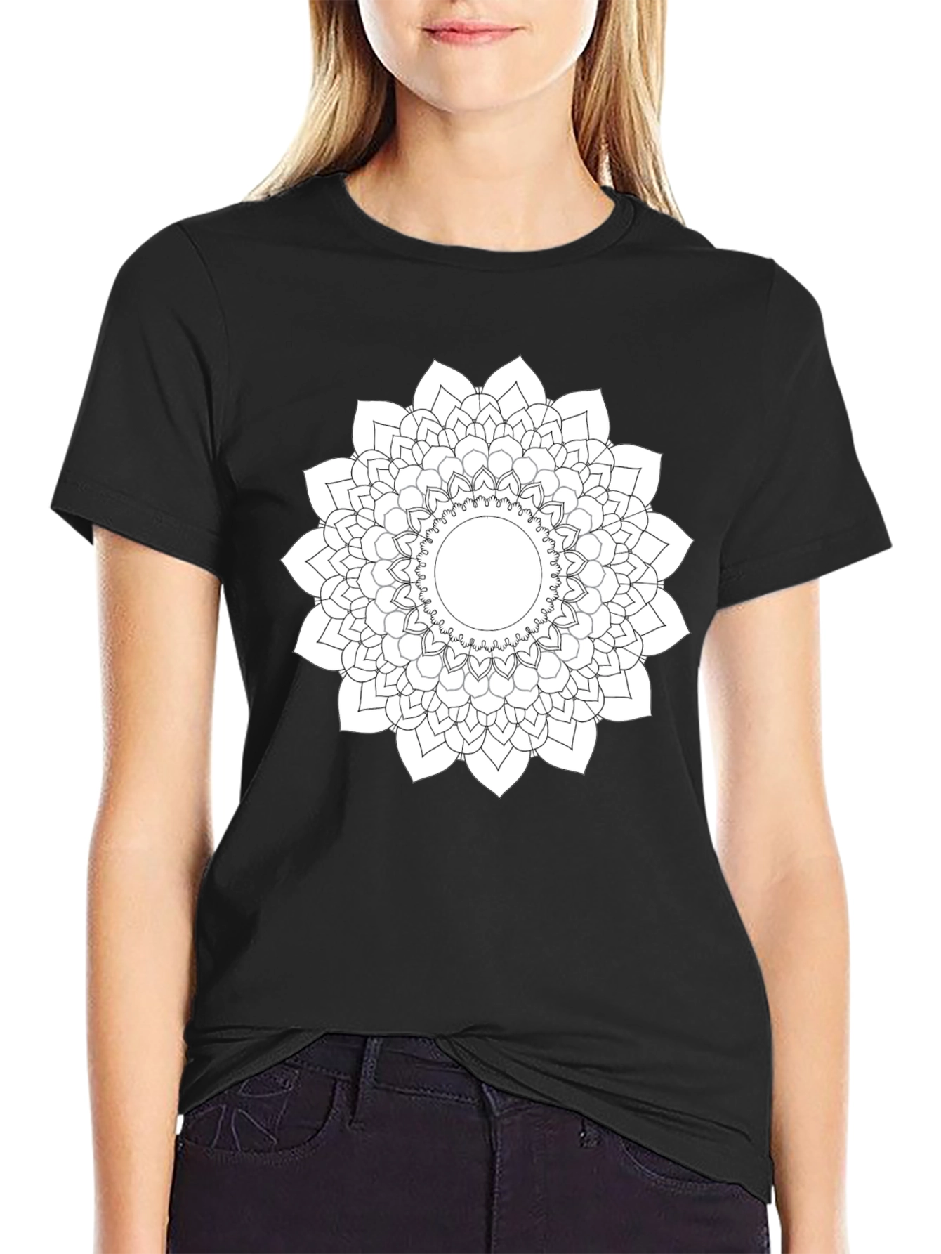 Mandala Design Black T-Shirt