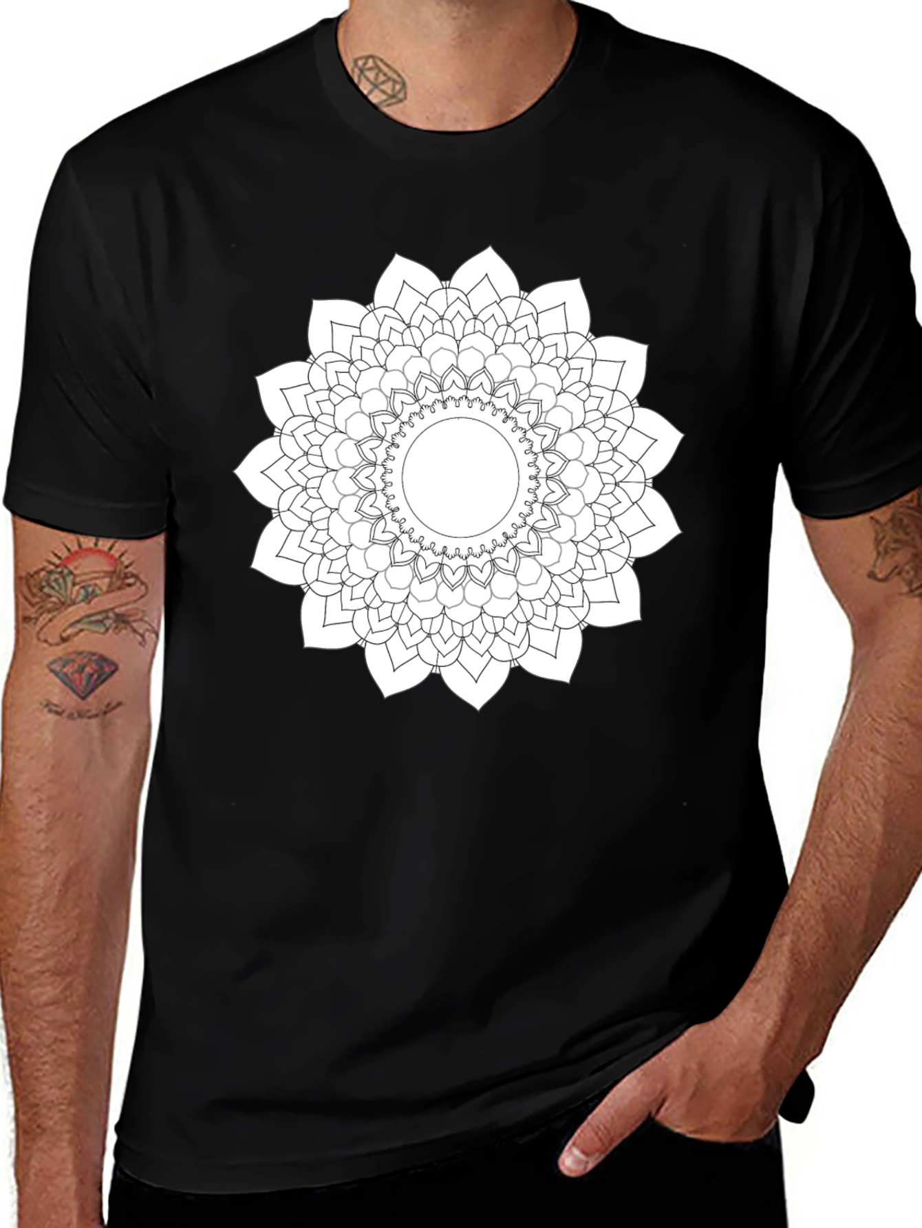 Mandala Design Black T-Shirt