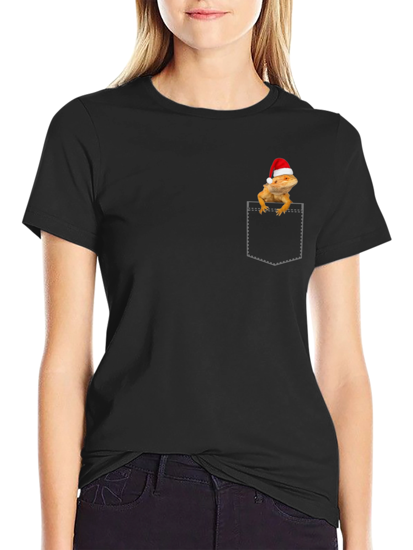 Bearded Dragon in Pocket Christmas T-Shirt